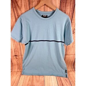 Todd Snyder NY Tshirt Men LARGE Crew Neck Short Sleeve Turquoise w/ Blue Stripe